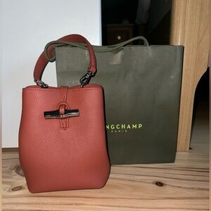 New Longchamp Le Roseau XS bucket bag chestnut - Leather